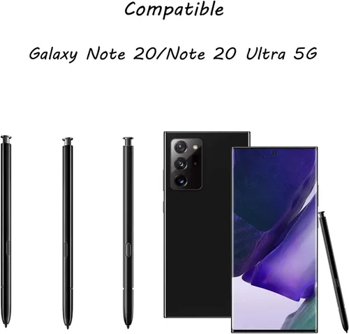 Vista 2 de Paquete de 2 bolígrafos Note 20 Ultra S de repuesto para lápiz capacitivo Samsung Galaxy Note 20, Galaxy Note 20 Ultra 5G S Pen sin Bluetooth (negro)