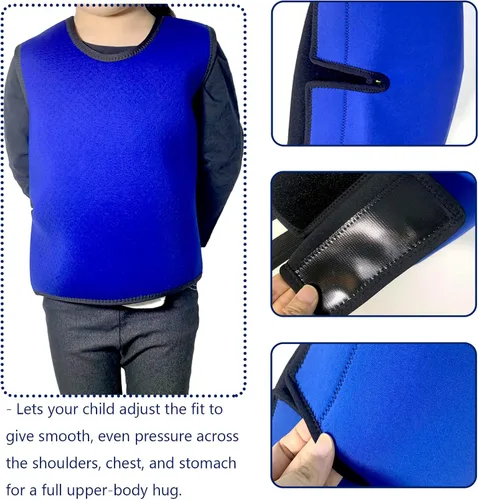 Vista 4 de Chaleco de compresión sensorial para niños, chaleco calmante de presión profunda para autismo, TDAH, ansiedad y trastorno de procesamiento