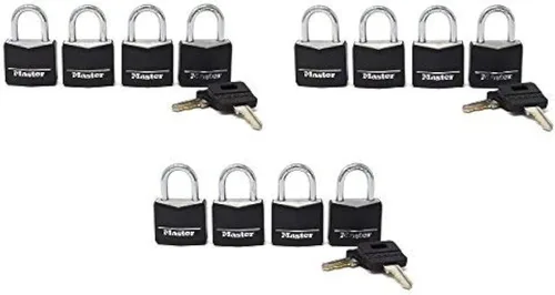 Vista 10 de Master Lock 131D - Candado con llave de aluminio cubierto de 1-3/16 pulgadas de ancho, un paquete, negro