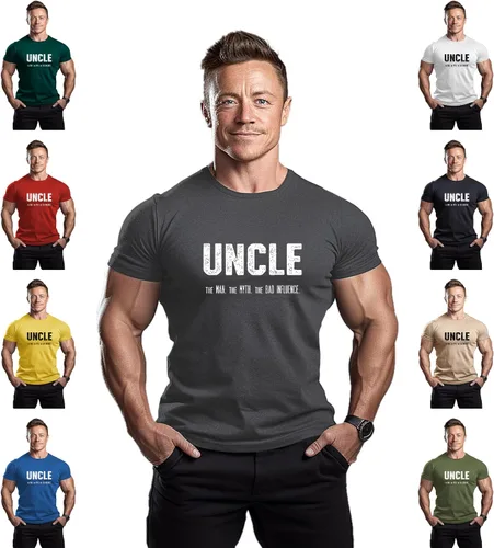 Vista 3 de ReedCA Uncle The Man.The Myth.The Bad Influence Mens Bodybuilding T-Shirt - Gym T-Shirt Training Top Fitness