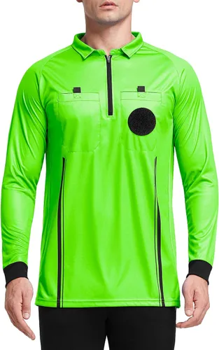Vista 13 de FitsT4 Sports - Camiseta de árbitro de fútbol para hombre de manga larga Negro