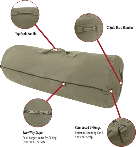 Vista 2 de Rothco Bolsa de lona con cremallera lateral Almacenamiento de equipo de camping al aire libre resistente
