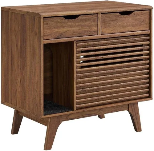 Vista 11 de Modway EEI-6796-OAK Render Gato Gabinete, Roble