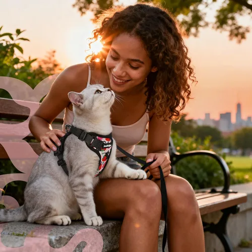 Vista 9 de rabbitgoo Cat Harness and Leash Set, Escape Proof Vest, XXS, Berry Pounce Soft Breathable Mesh, No-choke Adjustable Fit, Snap Buckles, Sturdy