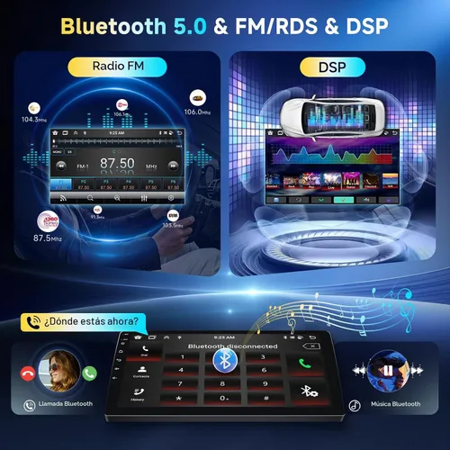 Vista 5 de 6G+128G 8-Core Android Estéreo de coche de doble DIN de 10.1 pulgadas con pantalla táctil IPS, Carplay inalámbrico, Android Auto, radio de coche