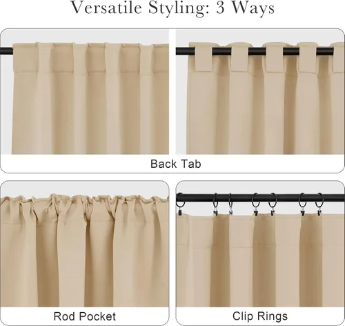 Vista 5 de PONY DANCE Cortinas cortas con aislamiento térmico para ventana pequeña, para guardería, baño, cocina, lavandería, caravana, sótano, 29 pulgadas