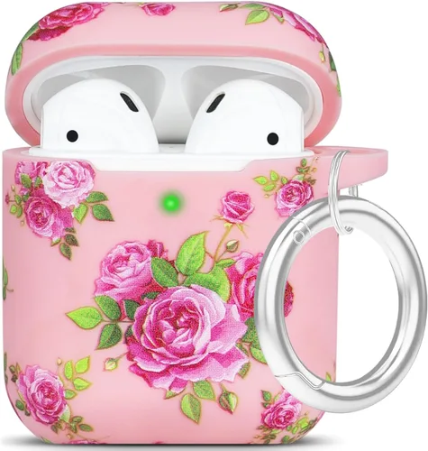 Vista 12 de LitoDream - Funda de silicona suave y flexible con llavero para Apple AirPods 2 y 1, ideal para niñas (vaca)