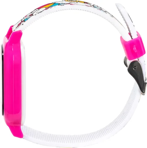 Vista 3 de Accutime Hello Kitty Reloj digital de cuarzo para niños, multicolor, con correa blanca de Hello Kitty y sus amigos (modelo HK4161AZ), Varios