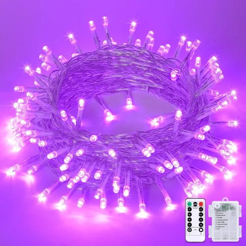 Vista 11 de JMEXSUSS Luces de Navidad multicolor que funcionan con pilas con 8 modos de control remoto, impermeables, 33 pies, 100 luces LED de Navidad