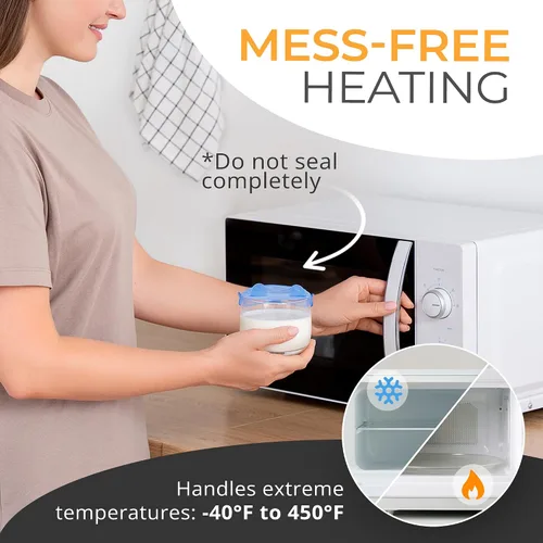 Vista 5 de Orblue Tapas de silicona elásticas, paquete de 6 unidades, pequeñas para almacenamiento de alimentos frescos, sella los sabores, mantiene