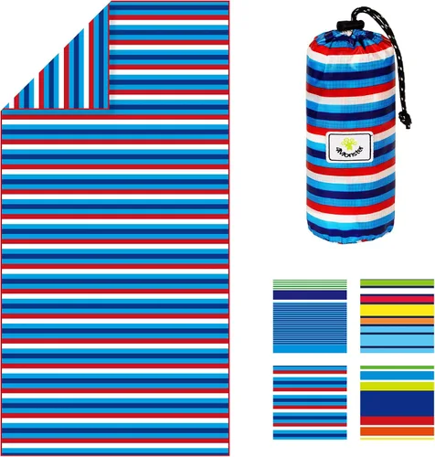 Vista 38 de 4Monster Toalla de playa de microfibra de secado rápido, toalla de viaje ligera súper absorbente para nadadores, toalla de camping sin arena 14