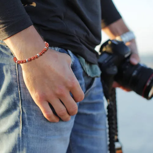 Vista 2 de GAVU Pulsera de cuentas de acero inoxidable para hombre