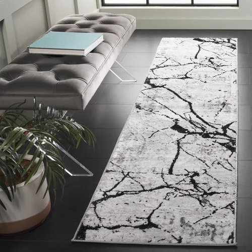 Vista 20 de SAFAVIEH Amelia Collection - Alfombra decorativa de 2 x 4 pies, gris y negro, diseño abstracto moderno, no desprende pelusa y de fácil cuidado