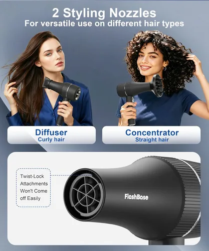 Vista 9 de Hair Dryer, Professional High-Speed Ionic Blow Dryer with Diffuser, 1875W