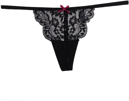 Vista 3 de Paquete de 6 tangas de encaje para mujer, ropa interior sexy con patrón de encaje y colores surtidos