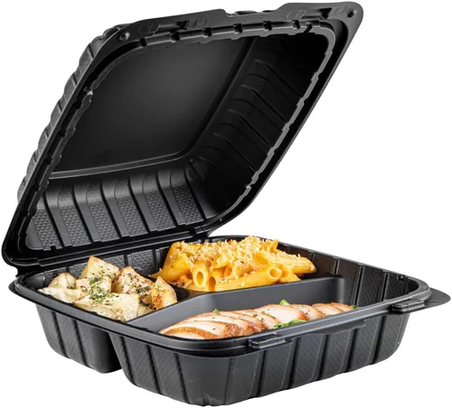 Vista 20 de Restaurantware Thermo Tek - Recipientes para llevar rellenos de minerales de 6 x 6 x 3 pulgadas, 100 recipientes duraderos para llevar, contenedores