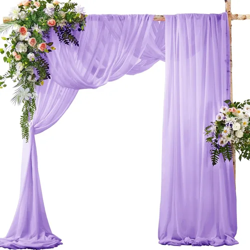 Vista 10 de SiinvdaBZX 2 Paneles Tela Drapeada de Arco de Boda 30" x 240" de Poliéster de Gasa Negra para Múltiples Ocasiones