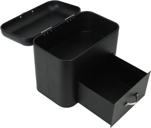 Vista 4 de Recipiente de almacenamiento de pan de hierro, mantenga el recipiente de pan casero de hierro de gran capacidad para encimera (negro)