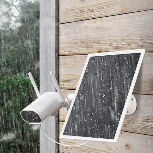 Vista 6 de Cargador de panel solar, panel solar de 6 W con puerto micro USB y USB-C, impermeable IP66, para cámara de alimentador de pájaros, timbre, cámara