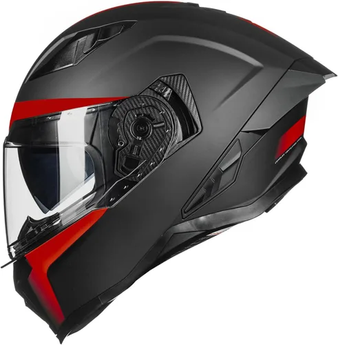 Vista 7 de Casco de motocicleta Auboa de cara completa para adultos, hombres y mujeres, con doble visera, Street Bike Racing, DOT, modelo MF565