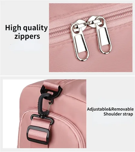 Vista 5 de Bolsa de gimnasio con compartimento para zapatos, bolsa de viaje impermeable para mujer, bolsa de mano para deporte, fin de semana, bolsa