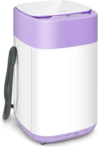 Vista 10 de COSTWAY Lavadora Portátil, Capacidad de 8 Libras, Bomba de Drenaje Integrada, Lavadora Compacta de Lavandería con 6 Programas, 6 Niveles de Agua