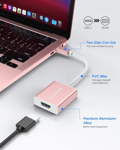 Vista 11 de LENTION Adaptador USB C a HDMI compatible con iPhone 17/18 a HDMI adaptador para TV, Thunderbolt 3/4 a HDMI para MacBook Pro, iMac/Air, iPad