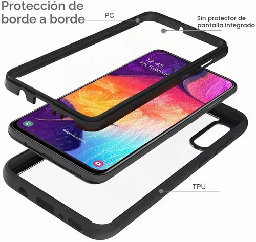 Vista 5 de Funda híbrida para Samsung Galaxy A50 A50s A30s Funda híbrida con protección contra caídas, funda transparente resistente, resistente