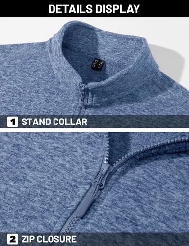 Vista 4 de TACVASEN Chaquetas de forro polar para hombre, chaqueta ligera con cremallera completa, abrigos casuales suaves y cálidos con bolsillos