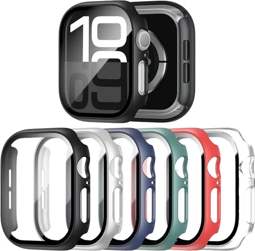 Vista 25 de Paquete de 6 fundas para Apple Watch SE 3 (2025)/SE 2/SE/Series 6/5/4 de 40 mm con protector de pantalla de vidrio templado, funda protectora
