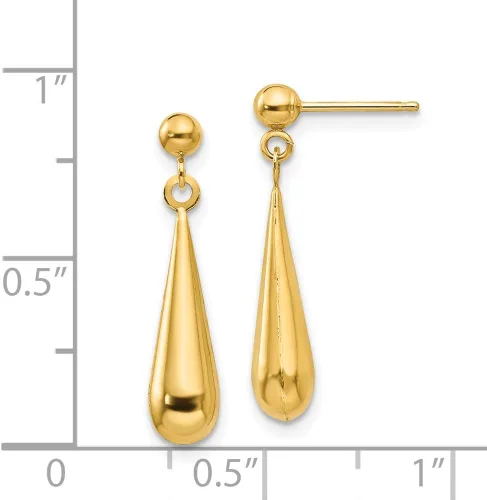 Vista 3 de Aretes colgantes de oro amarillo sólido de 14 quilates (0.866 in x 0.157 in), Oro amarillo