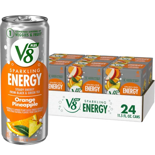 Vista 8 de V8 +ENERGY Bebida Energética de Cereza Negra, lata de 11.5 fl oz (paquete de 4)