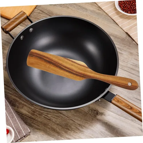 Vista 8 de Elegante espátula de mango largo de madera 13.4 in de gran tamaño antiadherente herramienta de cocina accesorio de cocina