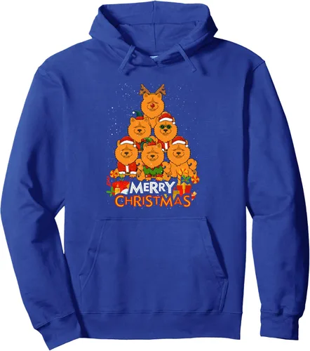 Vista 4 de Chow Chow Merry Christmas Tree Lights Dog X-Mas Dogs Pullover Hoodie