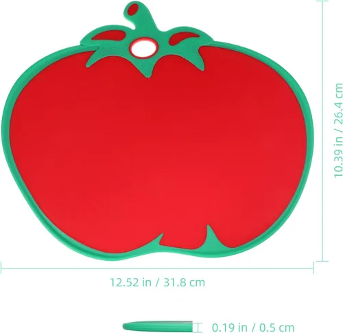 Vista 5 de Kichvoe Tabla de cortar con forma de tomate – Tabla de cortar alimentos de cocina de plástico para verduras, frutas, queso, carne Tapete de corte