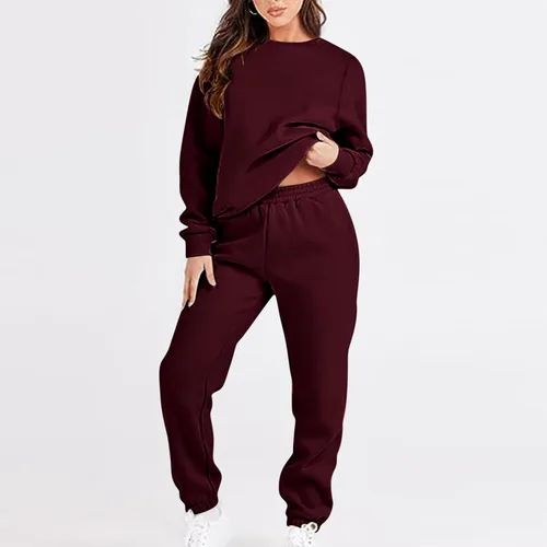Vista 2 de SMIDOW Conjunto deportivo de 2 piezas para mujer, trajes de otoño 2023, moda tendencia ahora, sudadera de gran