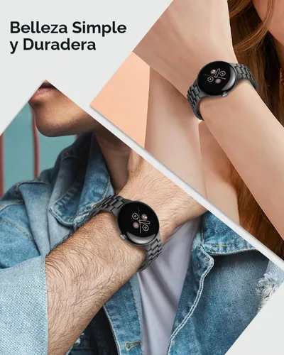 Vista 7 de Miimall - Correas de pulsera de negocios para Google Pixel Watch 4/3 de 41 mm, correa de acero inoxidable sólido ajustable anticorrosión para Pixel