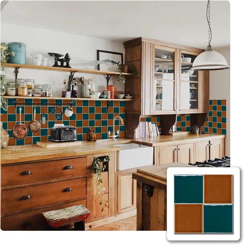 Vista 16 de Alwayspon Adhesivo de vinilo brillante de ladrillo de Provenza, autoadhesivo para azulejos de pared de transferencia de salpicaduras para cocina