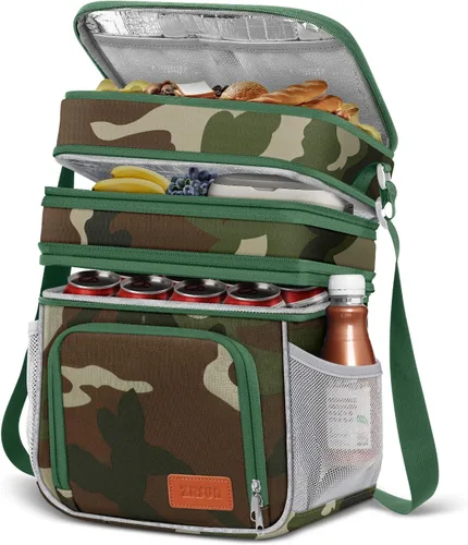 Vista 9 de ZRSUN Lonchera térmica para mujeres y hombres, lonchera reutilizable de 3 capas para mujer, lonchera expandible reutilizable resistente al agua