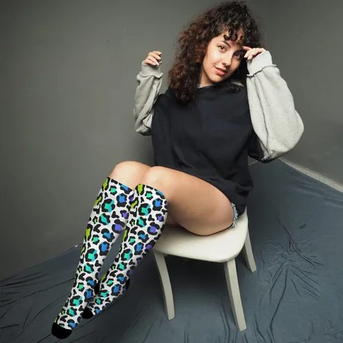 Vista 4 de devor Womens Boot Socks Casual for Women's Sock Trouser Socks Fashion Rainbows leopard Socks