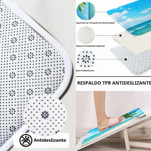 Vista 3 de ArtSocket Hermoso juego de baño de playa con cortina de ducha y accesorios de alfombras, paraíso de palmera de coco para isla de verano, cortina