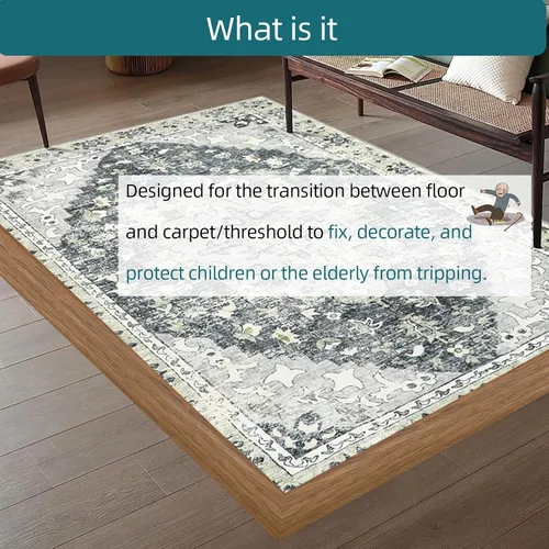 Vista 4 de Tira de Transición para Piso de Alfombra, Tira Autoadhesiva para Borde de Transición de Alfombra a Azulejo Adecuada para Umbral de Puerta/Piso