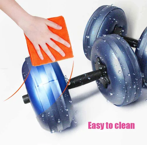 Vista 5 de Juego de 2 mancuernas portátiles ajustables rellenas de agua, juego de equipo de fitness ecológico para entrenamiento muscular de brazo
