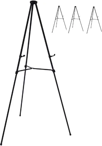 Vista 10 de Caballete de visualización telescópico de aluminio ligero, 70 pulgadas, negro