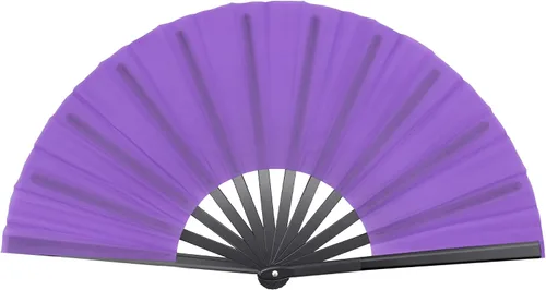 Vista 10 de Quacc Ventilador de mano plegable grande de 13 pulgadas, tela de nailon vintage, retro, gran abanico para baile de línea, festival chino de Kung Fu