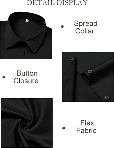 Vista 6 de Camisas con botones para mujer, ajustadas, de manga corta, con cuello, sin arrugas