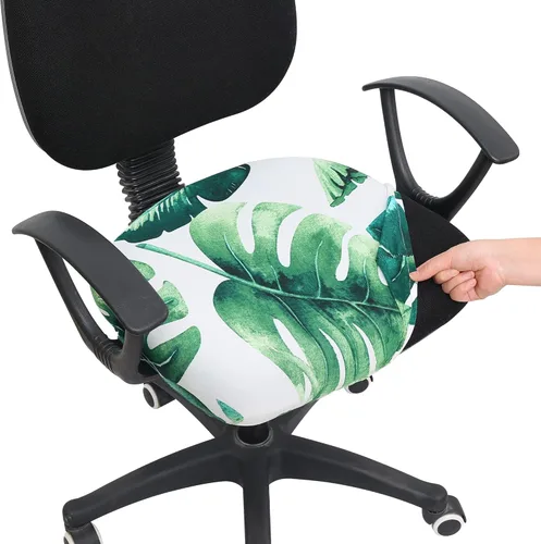 Vista 11 de Smiry Fundas de asiento impresas para silla de computadora de oficina, ajuste elástico, universal para silla giratoria de escritorio, lavables, Beige