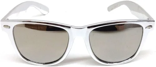 Vista 2 de Silver Metallic Wayfarer anteojos de sol lentes de espejo