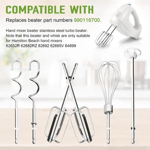 Vista 4 de Accesorios de repuesto para mezclador de mano Hamilton Beach Mixer Beaters Parts 62632R 62682RZ 62692 62695V 64699 – Batidores mezcladores de mano