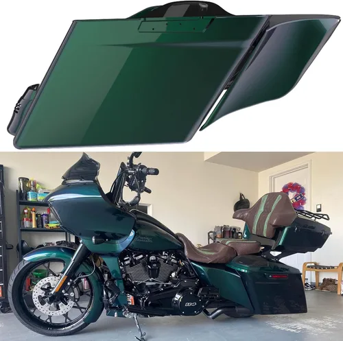 Vista 71 de Cubiertas laterales de alforjas estiradas para motocicleta, extensión extendida para Harley Touring 2014+ - Whisky ámbar Amber Whiskey